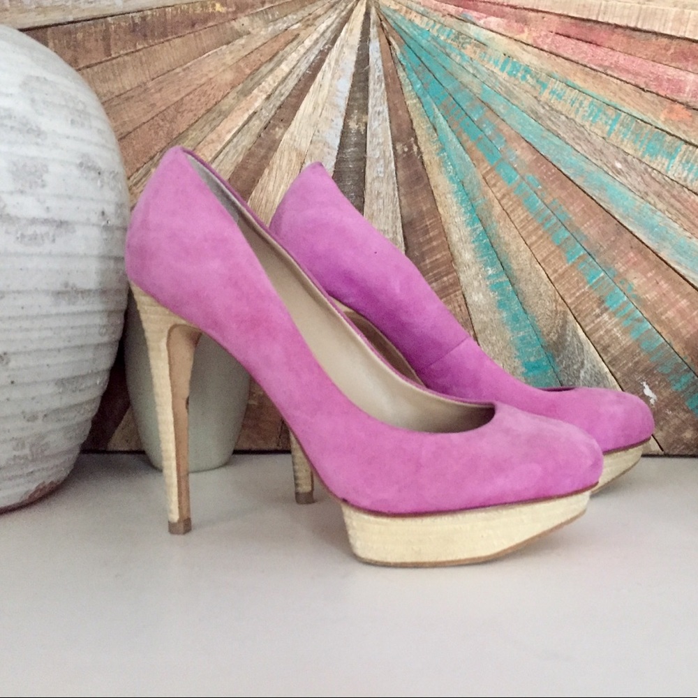 Suede stacked stiletto heels